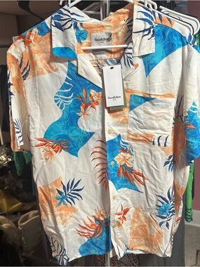 Goodfellow & Co Floral Camp Shirt - White, Blue & Orange